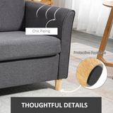 HOMCOM Linen 2 Seater Loveseat Sofa with Padded Armrests – Compact Sofa for Flats & Small Rooms, Dark Grey