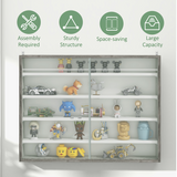 HOMCOM 5-Tier Wall Display Cabinet with Glass Doors & Adjustable Shelves – Space-Saving Wall Storage, Grey