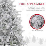 HOMCOM 5ft Artificial Christmas Tree with Realistic Snow Branches and 200 Warm White LED Lights – Auto Open