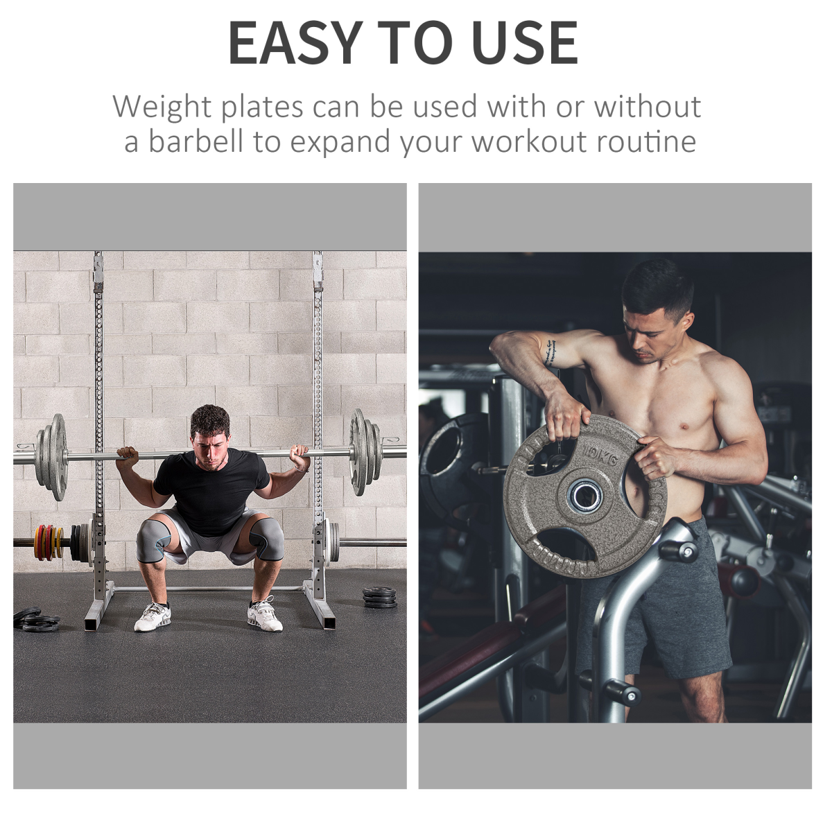 Olympic Weight Plates Set of 2 x 10kg with 2" Centre Hole & Tri-Grip – Steel Barbell Plates for Home Gym