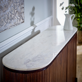 Opal Mango Wood Sideboard with Real Marble Top & Metal Legs – Handmade Dining & Living Room Storage