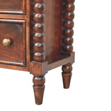 Artisan Furniture Spindle Winewood Solid Mango Wood Chest, 3 Drawers & Carved Legs – Bedroom Storage, Brown