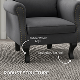 HOMCOM Vintage Wingback Accent Armchair with Nailhead Trim & Wooden Legs – Living Room Chair, Dark Grey