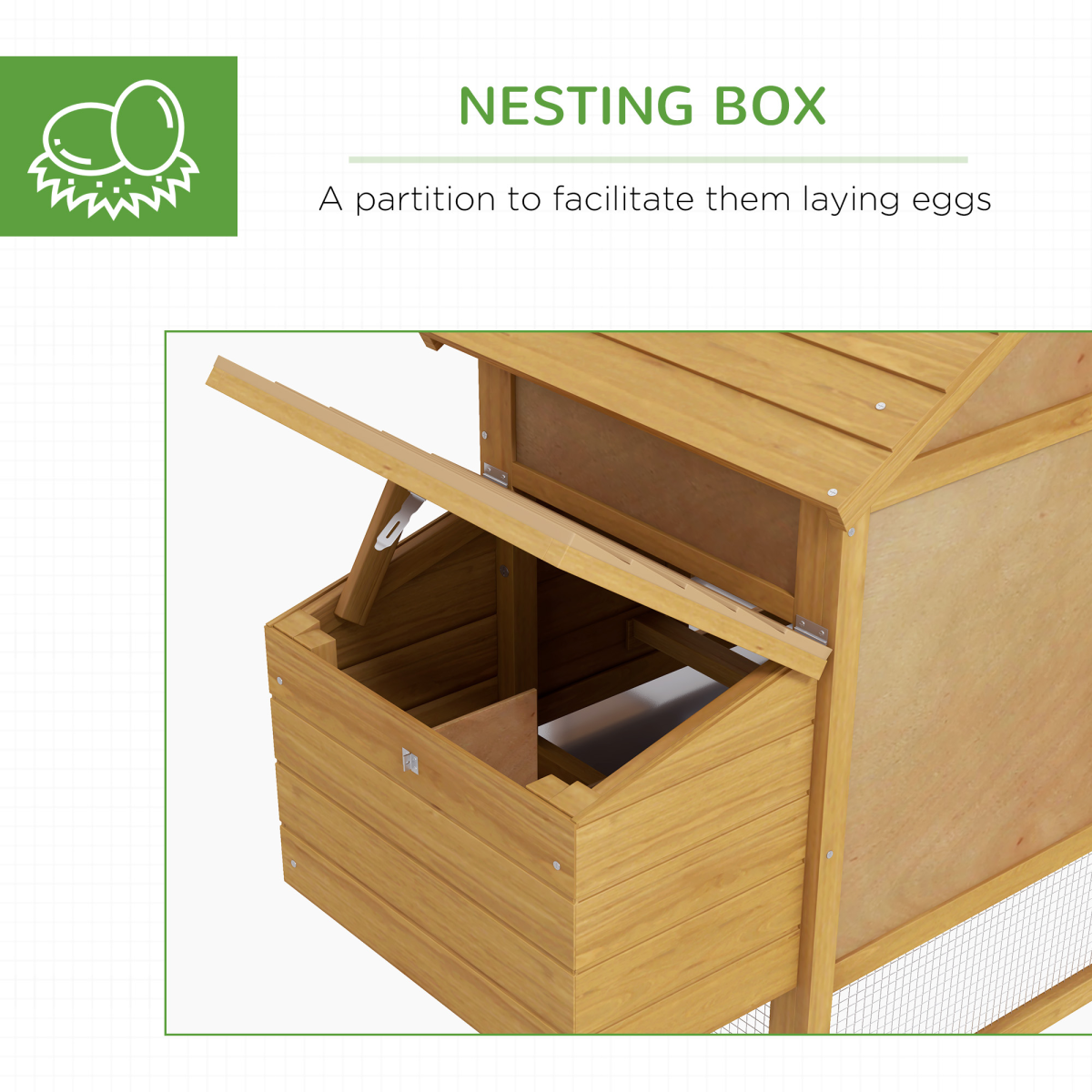 Small Wooden Chicken Coop with Nesting Box, Outdoor Run, Ramp & Slide-Out Tray – Hen House, 150.5 x 54 x 87cm