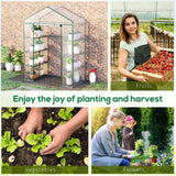 Walk-in Greenhouse with 4 Shelves, Roll-Up Zipped Door & Transparent PVC Cover – Garden Grow House, 143 x 73 x 195cm