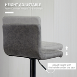 HOMCOM Set of 2 PU Leather Adjustable Bar Stools with Footrest – Swivel Counter Seating, Grey