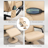 Massage Recliner Chair & Ottoman Footstool Set with High Density Cushioning – Relaxation Armchair, Cream