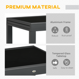 Outsunny Extendable Outdoor Dining Table with Aluminium Frame & Tempered Glass Top – Patio Table, Black