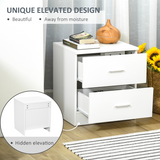 HOMCOM Bedside Table Nightstand with 2 Storage Drawers – Compact Modern Bedroom Cabinet