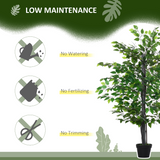 Outsunny 145cm Artificial Banyan Tree in Cement Pot – Realistic Indoor Greenery for Home & Office