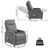 Electric Massage Recliner Chair with 6-Point Vibration & Heat – Home Lounge TV Chair, Light Grey Fabric