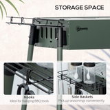 Outsunny Portable Charcoal Barbecue Grill with Two Storage Baskets, Hooks & Removable Legs – Garden BBQ