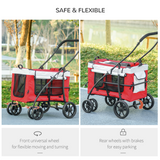 PawHut Foldable Pet Stroller with Detachable Carrier & Soft Padding – Small Dog Pushchair, Red