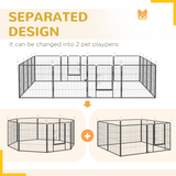 PawHut 16-Panel Heavy Duty Dog Playpen with Doors and Ground Stakes – Foldable Puppy Pen for Small and Medium Dogs, 80 cm High