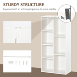 HOMCOM Seven-Cube Bookcase with Anti-Tipping Straps – Open Bookshelf Display Cabinet, White