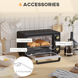 HOMCOM 16L Countertop Mini Oven with Adjustable Temp & Timer, 1400W – Compact Bake, Toast and Grill, Black