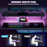 HOMCOM Reversible L-Shaped Gaming Desk with Remote-Controlled LED Lights & Storage Shelves