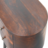 Artisan Furniture Solid Wood Rounded Bedside Table with 2 Mini Drawers – Light Walnut Finish, Brown