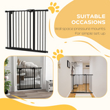 PawHut Adjustable Metal Pet Safety Gate with Extension & Auto-Close Door – Doorway & Stair Barrier, Black