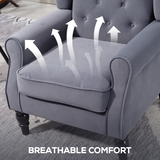 HOMCOM Retro Tufted Club Armchair with Piped Arms – Accent Chair for Living Rooms, Charcoal Grey