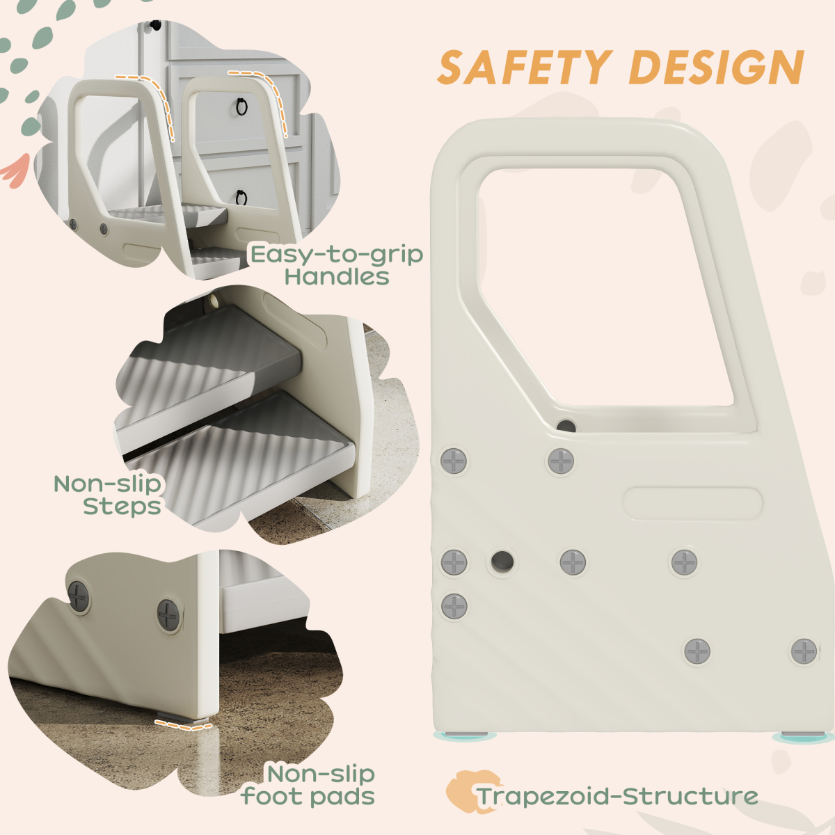 AIYAPLAY Toddler Tower, Adjustable 3-Step Kitchen Stool Helper with Non-Slip Surface – Ages 2-5, Grey