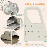 AIYAPLAY Toddler Tower, Adjustable 3-Step Kitchen Stool Helper with Non-Slip Surface – Ages 2-5, Grey