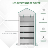 Outsunny 5-Tier Widened Mini Greenhouse with Roll-Up Zipped Door & UV-Resistant Cover – Plant Storage, White