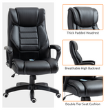 High Back Executive Massage Office Chair with 6-Point Vibration & Wired Remote – PU Leather, Black