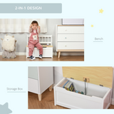 HOMCOM 2-in-1 Wooden Toy Box and Kids Seat Bench – Storage Chest, 60 x 30 x 50cm, White