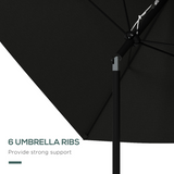 Outsunny 2 x 3m Rectangular Garden Parasol with Crank Handle & Tilt, UV Resistant – Patio Sunshade, Black