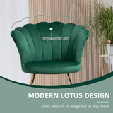 HOMCOM Velvet Lotus-Back Accent Chair with Steel Legs & Sponge Padding – Living Room & Bedroom Seating, Green