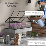 Outsunny Raised Garden Bed with Polycarbonate Greenhouse Cover & Two Flip-Up Vents – Steel & Fir Wood, Grey