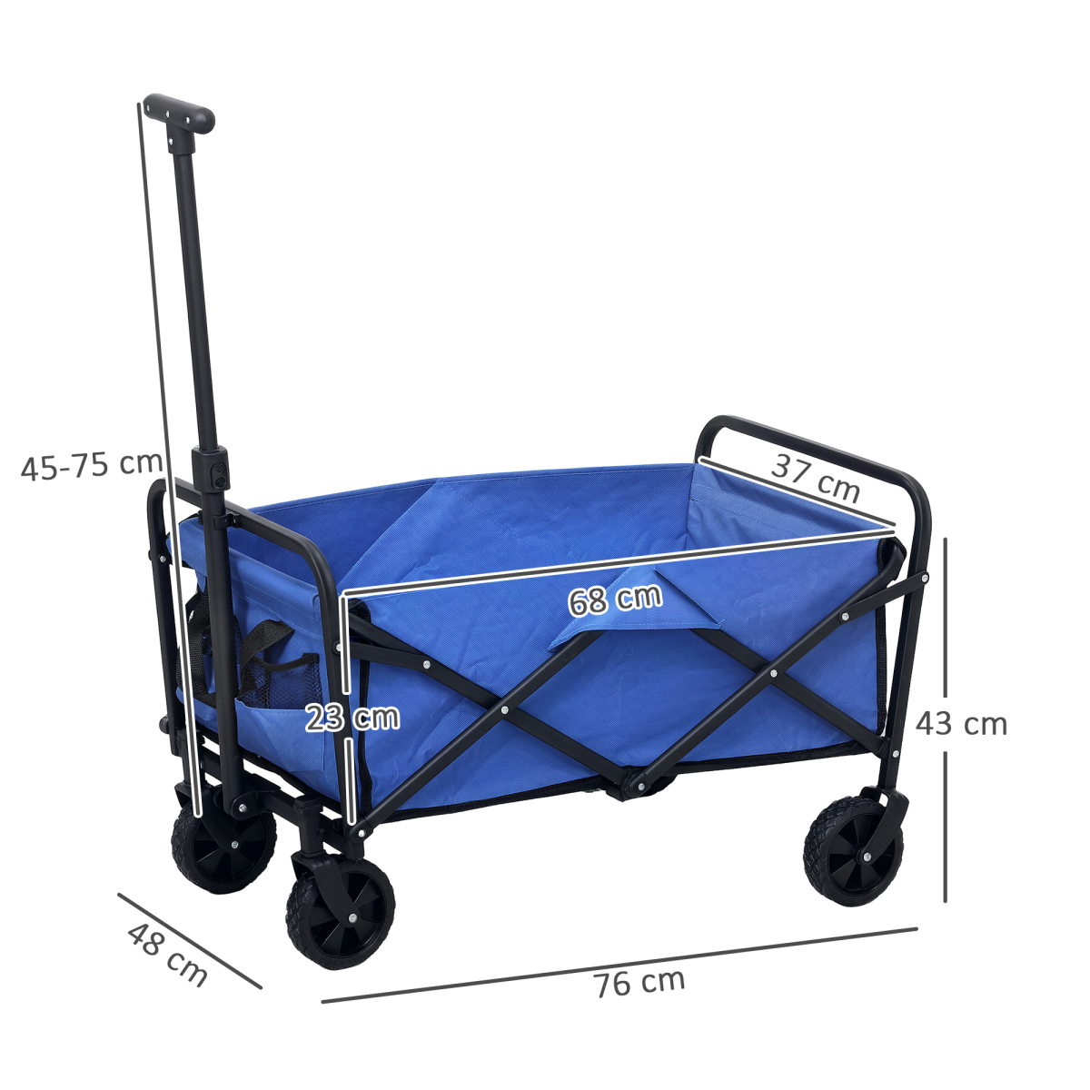 Folding Hand Truck Trolley with 62L Cargo Bag – 120kg Capacity, Shopping & Moving