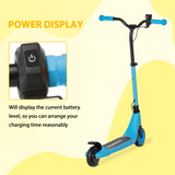 HOMCOM 120W Kids Electric Scooter with Battery Level Display & Rear Brake – Adjustable Height, Ages 6+, Blue
