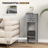 HOMCOM Set of 2 Grey MDF Storage Units with Floral Cut-Out Design, Drawers & Anti-Tip Straps