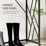 Vintage Industrial Console Table with Metal Frame and Wood-Effect Top – Hallway Sofa Table, Black and Grey