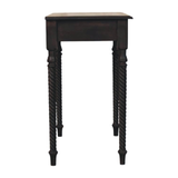 Artisan Furniture Solid Wood Cordelier Writing Desk with Rope-Twist Legs & 1 Drawer – Home Office, Dark Brown