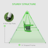 Outsunny Nursery Swing with Safety Seat Belt and Back Support, Powder-Coated Steel – Indoor & Outdoor, Green