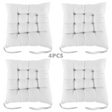 Plain Tie-On Seat Pad Cushions, Set of 4 – Soft Cotton-Cover Chair Pads for Dining, Kitchen & Garden, Grey