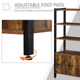 Industrial Bookcase Storage Cabinet with Open Shelves & Cupboard – Brown and Black Two-Tone