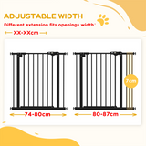 PawHut Adjustable Safety Gate with 1 Extension and 4 Screws – Pet Gate for Doors and Stairs, Black