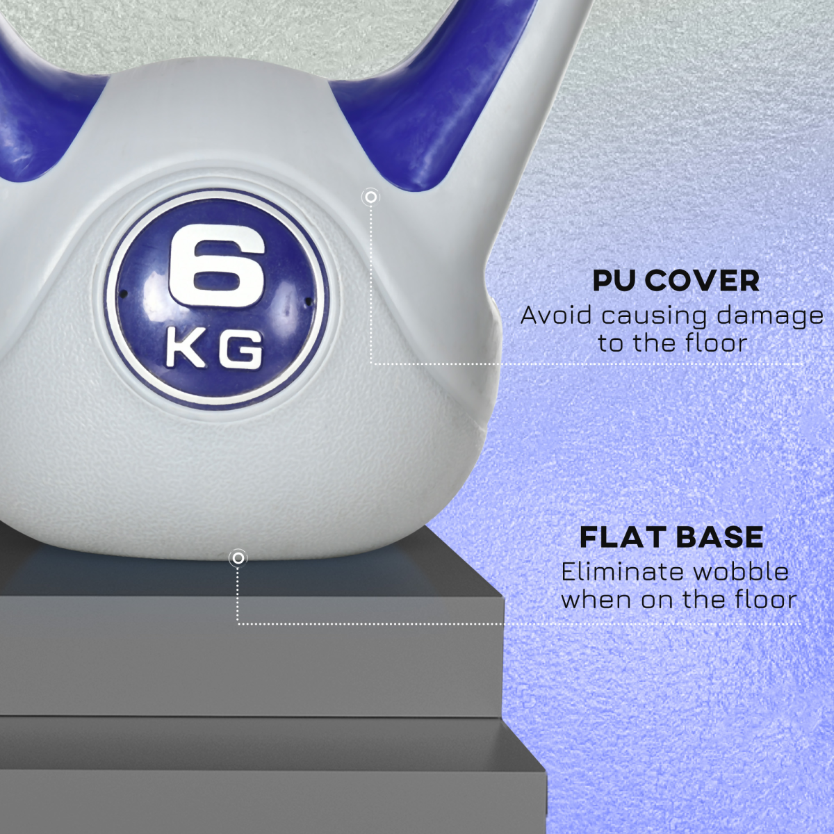 SPORTNOW 6kg Kettlebell with Wide Handle & Flat Base – Home Gym Strength Training Weight, Purple and Grey