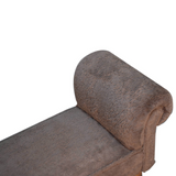 Artisan Furniture Mocha Faux Fur Upholstered Bedroom Bench – Solid Mango Wood Turned Legs, Brown