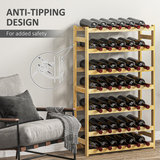HOMCOM Freestanding Wooden Wine Rack for 42 Bottles – Pine Kitchen & Dining Storage, Natural