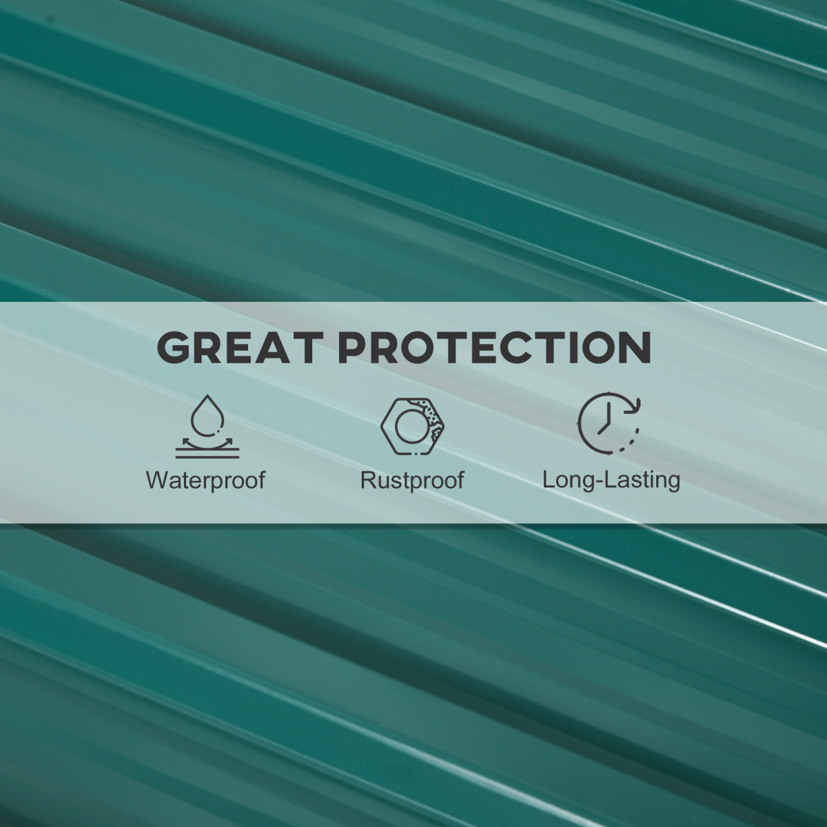 Outsunny 12-Pack Galvanised Steel Roofing Sheets, Pre-Drilled & Cut-to-Size – Shed Greenhouse Cladding, Green