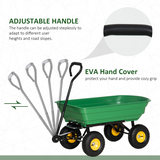 Outsunny 75L Garden Cart with 4 Wheels & Tipping Mechanism – Heavy Duty Steel Wheelbarrow Trolley, Green