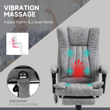 Vinsetto 6-Point Vibration Massage Office Chair with Heating & Remote – Microfibre Swivel Chair, Grey