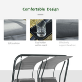 Outsunny Canopy Double Garden Swing with 2 Separate Chairs & Steel Frame – Patio Swing Seat, Grey