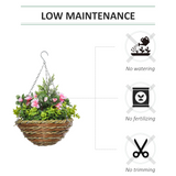 Pack of 2 Artificial Lisianthus Flowers Hanging Planter with Basket