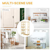 HOMCOM Bamboo Coat Rack with Hooks, Hanging Rail & Storage Shelf – Freestanding Entryway Organiser